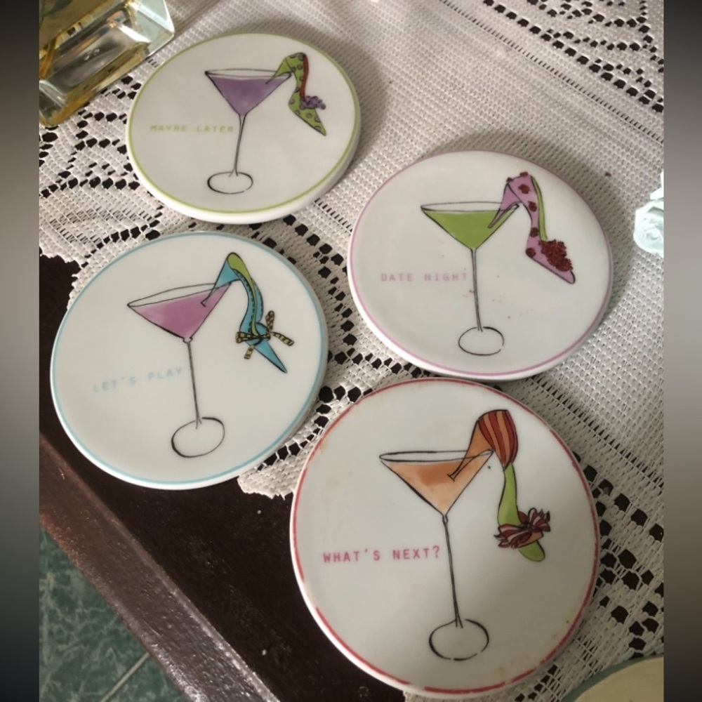 Lolita Shoes and Martini Coaster Set - Pink and Cream